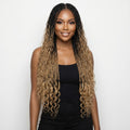 Honey Blonde Ombre Deep Wave Boho Braids with Human Hair Blend