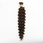 Medium Brown Deep Wave Bulk Human Hair Extensions